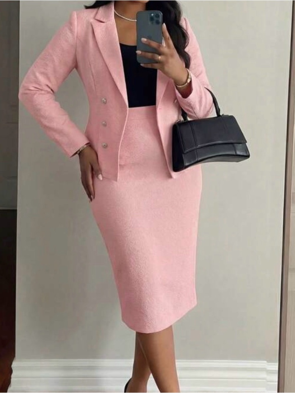 ‘SHEIN Curve Blush Pink Skirt Suit Set | Blazer & Pencil Skirt’ 🌸 NWOT